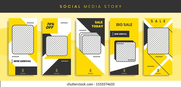 Set kit Bundle of Social Media Banners Stories Sale Banner Background, Gradient Transparent Poster, Flyer, Flash, Coupon, Gift Card, Swipe up Template, Abstract Modern Yellow Black. eps10 editable