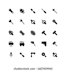 Set of Too Kit Service Configuration glyph style icon - vector