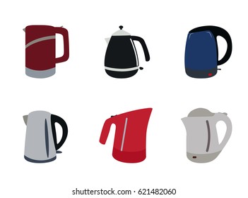 Set of Kitchen appliances. Electric kettle. Vector Illustration. EPS10