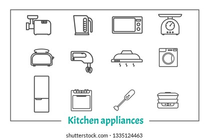  Set of kitchen appliances icons