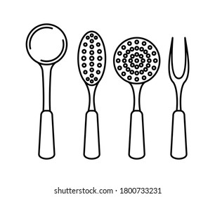 CONJUNTO DE APLICACIONES DE COCINA EN UN FONDO BLANCO EN EL VECTOR