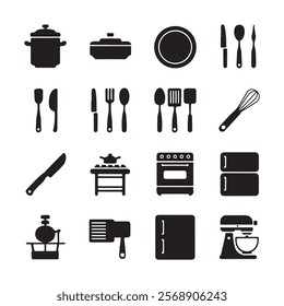 Set of Kitchen Appliances Related Vector Design
