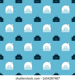 Set Kitchen apron  and Brick stove  on seamless pattern. Vector