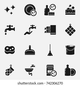 Set of kitchen cleaning vector icons.