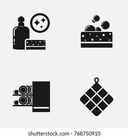 Set of kitchen cleaning vector   icons.