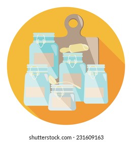 set of kitchen containers in flat style