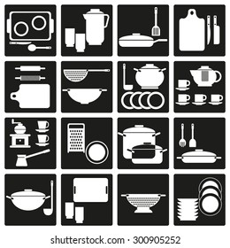 Set of kitchen and cooking icons. Vector illustration