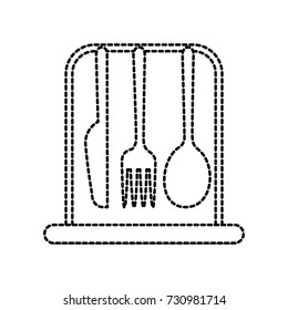 set kitchen cutlery fork knife and spoon icon