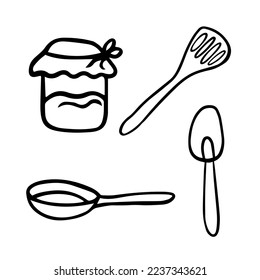 Juego de iconos de doodle de cocina