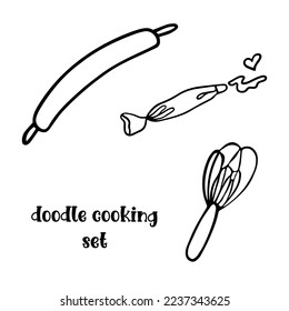 Juego de íconos de doodle de cocina dibujados a mano