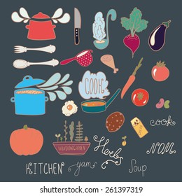 Set of  kitchen doodles 