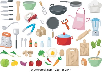 Set of kitchen equipment elements