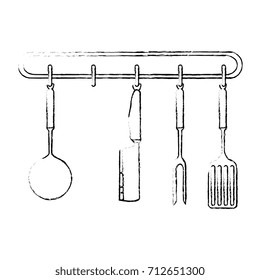 set kitchen equipment hanging