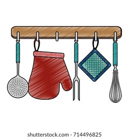 set kitchen equipment hanging