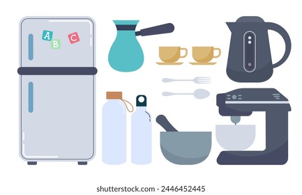 Set of kitchen equipment icon logo