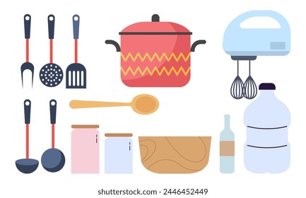 Set of kitchen equipment icon logo