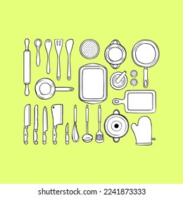set of kitchen equipment icons