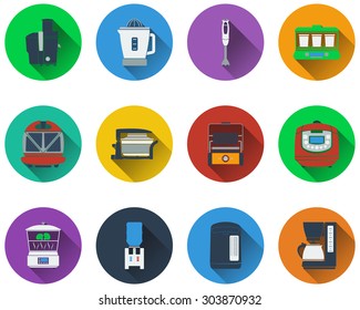 Set of kitchen equipment icons in flat design