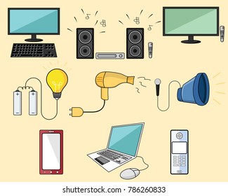 Set of kitchen equipments icon like frying pan, cooking pot and cutlery. Vector illustration