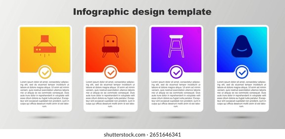Set Kitchen extractor fan, Armchair, Chair and Pouf. Business infographic template. Vector