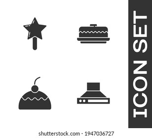Set Kitchen extractor fan, Lollipop, Cake and  icon. Vector