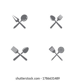 Set Kitchen icon cooking tools vector flat design