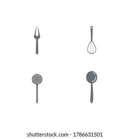 Establecer icono de cocina herramientas de cocina vectorial diseño plano