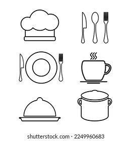 Set of kitchen icons. Cafe-themed vector illustration design isolated