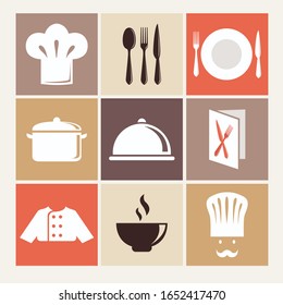 Set of kitchen icons in flat design