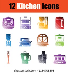 Set of kitchen icons. Gradient color design. Vector illustration.