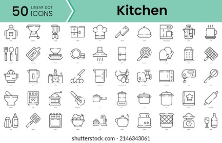 Set of kitchen icons. Line art style icons bundle. vector illustration