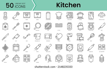Set of kitchen icons. Line art style icons bundle. vector illustration