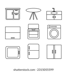 Juego de iconos de cocina, icono de línea	