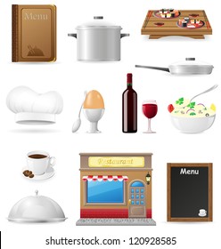 set kitchen icons for restaurant cooking vector illustration isolated on white background
