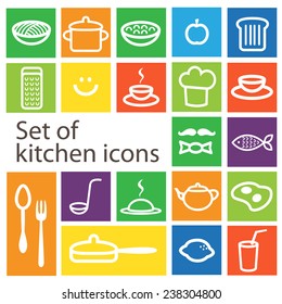 Set of kitchen icons (vector)