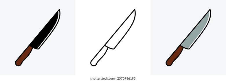 Set of kitchen knife icon collection. Knife symbol Vector Illustration.