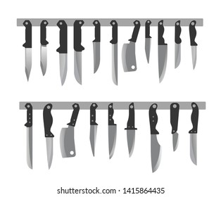 Set of kitchen knife icons - Vektor