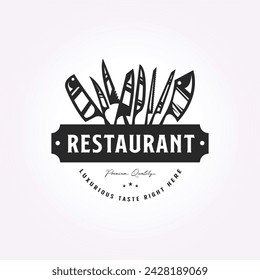conjunto de plantillas de logotipo de cuchillo de cocina. icono de restaurante plano vintage ilustración vectorial diseño