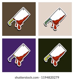 Set of Kitchen knife. Murder weapon. Crime and murder. Knife in blood