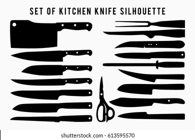 set of kitchen knife silhouette