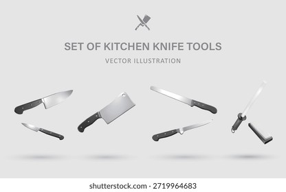 Un conjunto de herramientas de cuchillo de cocina con acero pulido y afilado de piedra