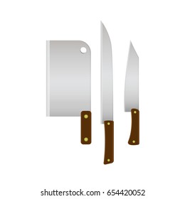 Set of Kitchen Knife Vector Art