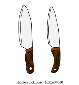 Set of kitchen knife vector illustration. Doodle style. Design, print, decor, textile, paper