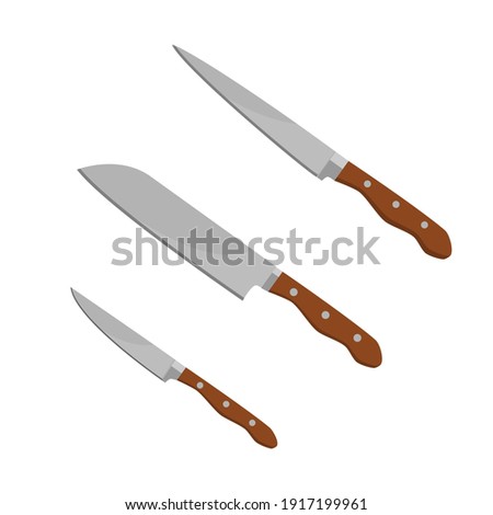 Set of kitchen knifes on white background. Vector illustration