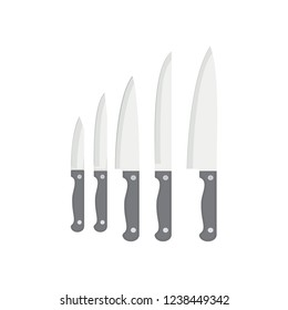 Set of kitchen knifes for shop, bintage typographic hand-drawn, flat, cutting knives, cuttlery icon set