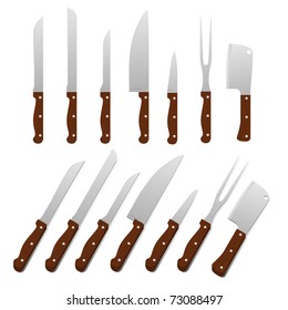 Set of kitchen knifes.  Vector illustration.