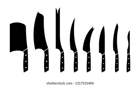 Set of kitchen knives. isolated on white background