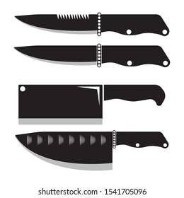 Set of kitchen knives isolated on white background, icons and logo
