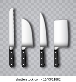 set of kitchen knives realistic effect in vector format