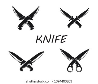 Set of kitchen knives silhouettes design vector